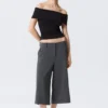 Fitted Sleeveless Off-Shoulder Top – Black Fitted Sleeveless Off-Shoulder Top – Black