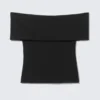 Fitted Sleeveless Off-Shoulder Top – Black Fitted Sleeveless Off-Shoulder Top – Black