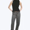 Fitted Snap-Button Mock-Neck Top – Black Fitted Snap-Button Mock-Neck Top – Black