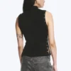 Fitted Snap-Button Mock-Neck Top – Black Fitted Snap-Button Mock-Neck Top – Black
