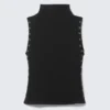 Fitted Snap-Button Mock-Neck Top – Black Fitted Snap-Button Mock-Neck Top – Black