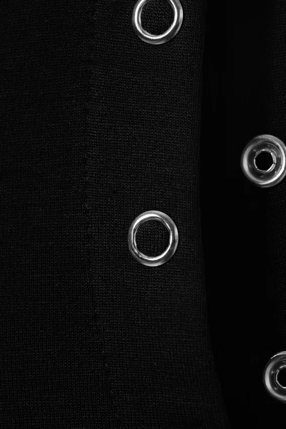 Fitted Snap-Button Mock-Neck Top – Black Fitted Snap-Button Mock-Neck Top – Black