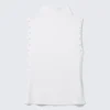 Fitted Snap-Button Mock-Neck Top – White Fitted Snap-Button Mock-Neck Top – White