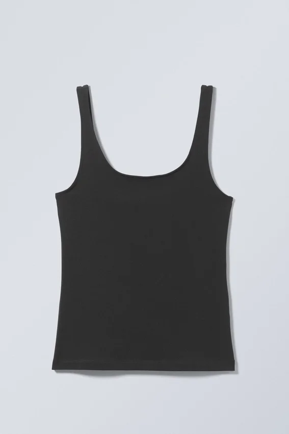 Fitted Square Neck Tank Top – Dark Grey Fitted Square Neck Tank Top – Dark Grey