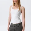 Fitted Square Neck Tank Top – White Fitted Square Neck Tank Top – White