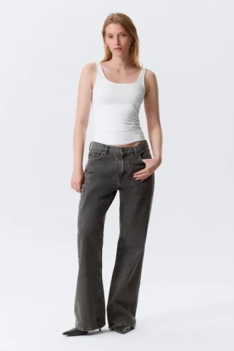 Fitted Square Neck Tank Top – White