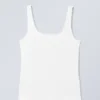 Fitted Square Neck Tank Top – White Fitted Square Neck Tank Top – White