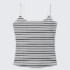 Fitted Strappy Scoop Neck Singlet – Black & White Stripe Fitted Strappy Scoop Neck Singlet – Black & White Stripe