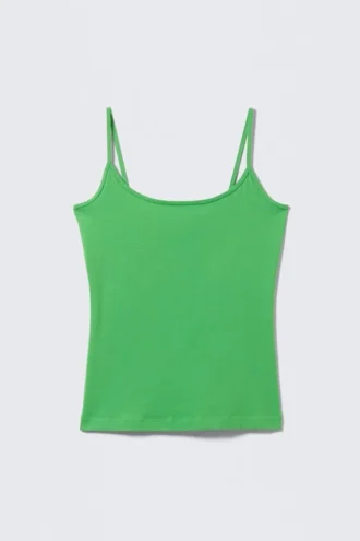 Fitted Strappy Scoop Neck Singlet – Bright Green