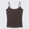Fitted Strappy Scoop Neck Singlet – Dark Brown