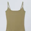 Fitted Strappy Scoop Neck Singlet – Khaki Green Fitted Strappy Scoop Neck Singlet – Khaki Green