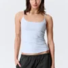 Fitted Strappy Scoop Neck Singlet – Light Blue Fitted Strappy Scoop Neck Singlet – Light Blue