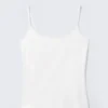 Fitted Strappy Scoop Neck Singlet – White Fitted Strappy Scoop Neck Singlet – White