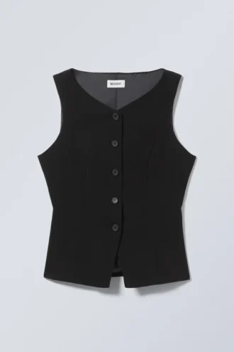Fitted Suiting Waistcoat – Black