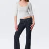 Fitted Three-Quarter Sleeve Top – Grey Melange Fitted Three-Quarter Sleeve Top – Grey Melange