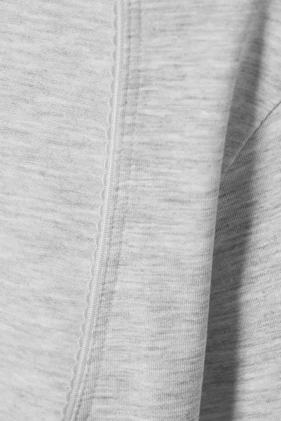 Fitted Three-Quarter Sleeve Top – Grey Melange Fitted Three-Quarter Sleeve Top – Grey Melange