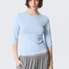 Fitted Three-Quarter Sleeve Top – Light Blue Fitted Three-Quarter Sleeve Top – Light Blue