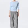 Fitted Three-Quarter Sleeve Top – Light Blue Fitted Three-Quarter Sleeve Top – Light Blue
