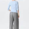 Fitted Three-Quarter Sleeve Top – Light Blue Fitted Three-Quarter Sleeve Top – Light Blue