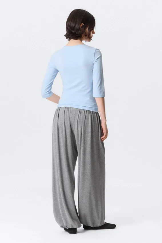Fitted Three-Quarter Sleeve Top – Light Blue Fitted Three-Quarter Sleeve Top – Light Blue