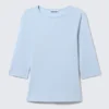 Fitted Three-Quarter Sleeve Top – Light Blue Fitted Three-Quarter Sleeve Top – Light Blue
