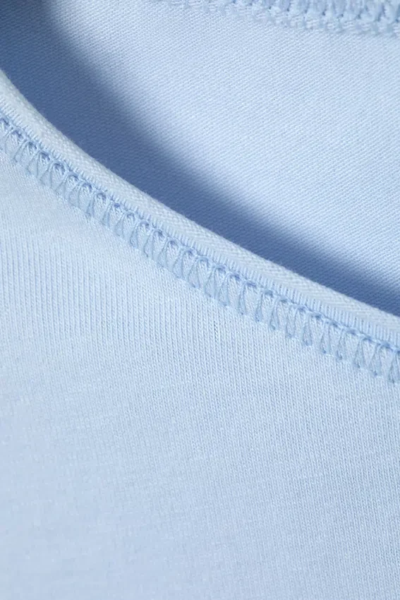 Fitted Three-Quarter Sleeve Top – Light Blue Fitted Three-Quarter Sleeve Top – Light Blue