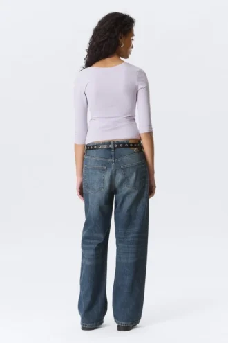 Fitted Three-Quarter Sleeve Top – Light Lilac