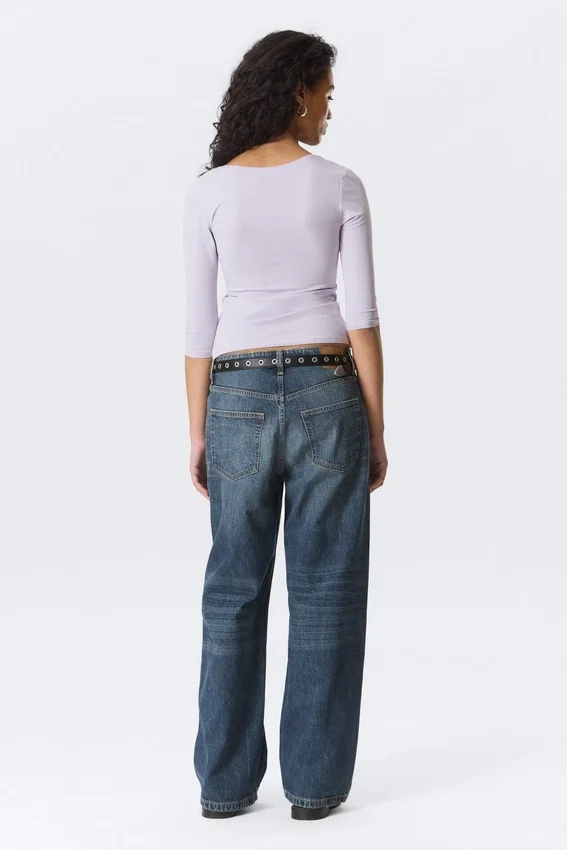 Fitted Three-Quarter Sleeve Top – Light Lilac Fitted Three-Quarter Sleeve Top – Light Lilac