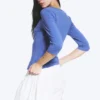 Fitted Three-Quarter Sleeve Top – Medium Blue Fitted Three-Quarter Sleeve Top – Medium Blue