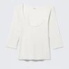 Fitted Three-Quarter Sleeve Top – Off-White Fitted Three-Quarter Sleeve Top – Off-White
