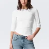 Fitted Three-Quarter Sleeve Top – White Fitted Three-Quarter Sleeve Top – White