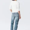 Fitted Three-Quarter Sleeve Top – White Fitted Three-Quarter Sleeve Top – White