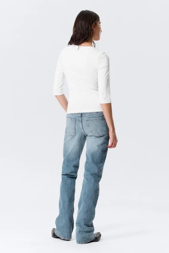 Fitted Three-Quarter Sleeve Top – White Fitted Three-Quarter Sleeve Top – White