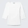 Fitted Three-Quarter Sleeve Top – White Fitted Three-Quarter Sleeve Top – White