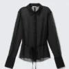 Fitted Tie-Back Sheer Shirt – Black Fitted Tie-Back Sheer Shirt – Black