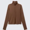 Fitted Turtleneck Top – Brown Fitted Turtleneck Top – Brown
