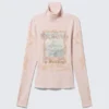 Fitted Turtleneck Top – Light Pink – the Garden