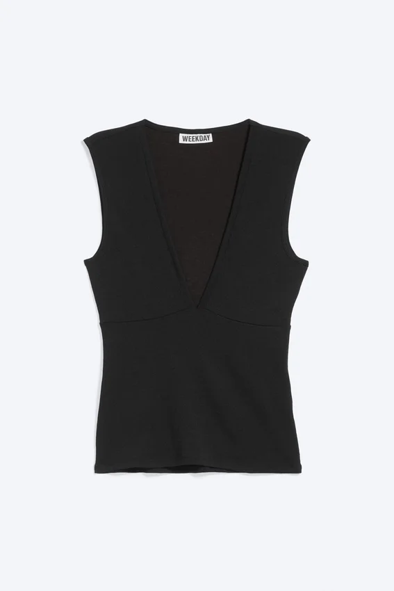 Fitted V-Neck Sleeveless Top – Black Fitted V-Neck Sleeveless Top – Black