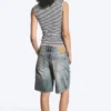 Fitted V-Neck Sleeveless Top – Black/White Stripe Fitted V-Neck Sleeveless Top – Black/White Stripe