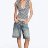 Fitted V-Neck Sleeveless Top – Black/White Stripe Fitted V-Neck Sleeveless Top – Black/White Stripe