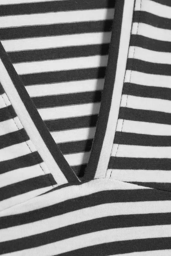 Fitted V-Neck Sleeveless Top – Black/White Stripe Fitted V-Neck Sleeveless Top – Black/White Stripe