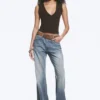Fitted V-Neck Sleeveless Top – Dark Brown
