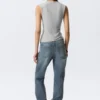 Fitted V-Neck Sleeveless Top – Light Grey Melange Fitted V-Neck Sleeveless Top – Light Grey Melange