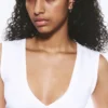 Fitted V-Neck Sleeveless Top – White Fitted V-Neck Sleeveless Top – White