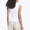 Fitted V-Neck Sleeveless Top – White Fitted V-Neck Sleeveless Top – White