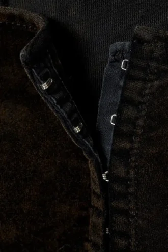 Fitted Washed Velvet Hook-And-Eye Top – Dark Brown