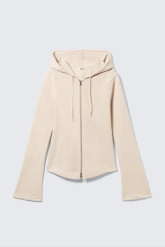 Fitted Zip Hoodie – Dusty Cream