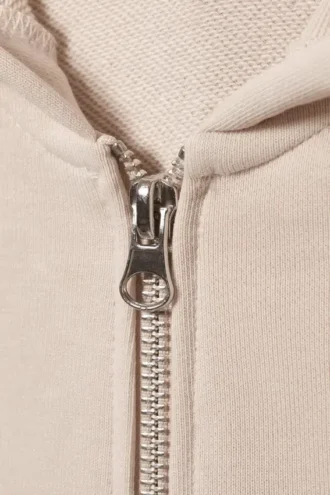Fitted Zip Hoodie – Dusty Cream