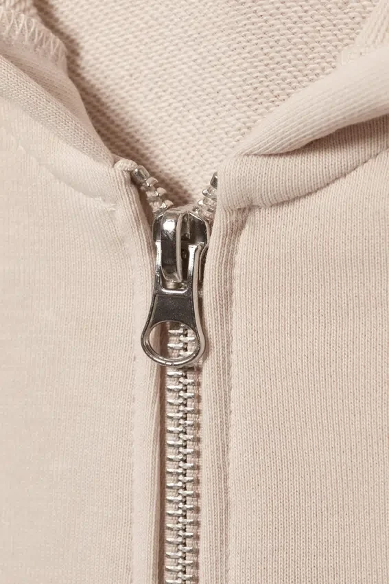 Fitted Zip Hoodie – Dusty Cream Fitted Zip Hoodie – Dusty Cream
