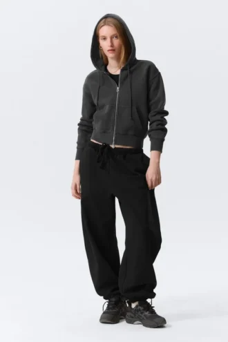 Fitted Zip Hoodie – Washed Black
